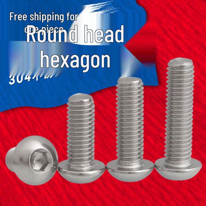 M2-M8 304 Stainless Steel Round Head Hex Screw/Bolt M12*20 (2 pcs)