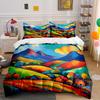 Colorful Abstract Landscape Art Bedding Duvet Cover Set Duvet Cover Pillowcases  (1*Duvet Cover 2*Pillowcases, Without Duvet Insert)