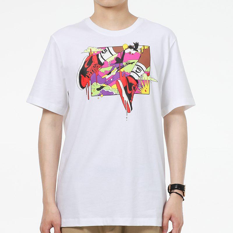 Jordan T Shirts Men's White Crew Neck Moderate Straight Fit DO1927-100