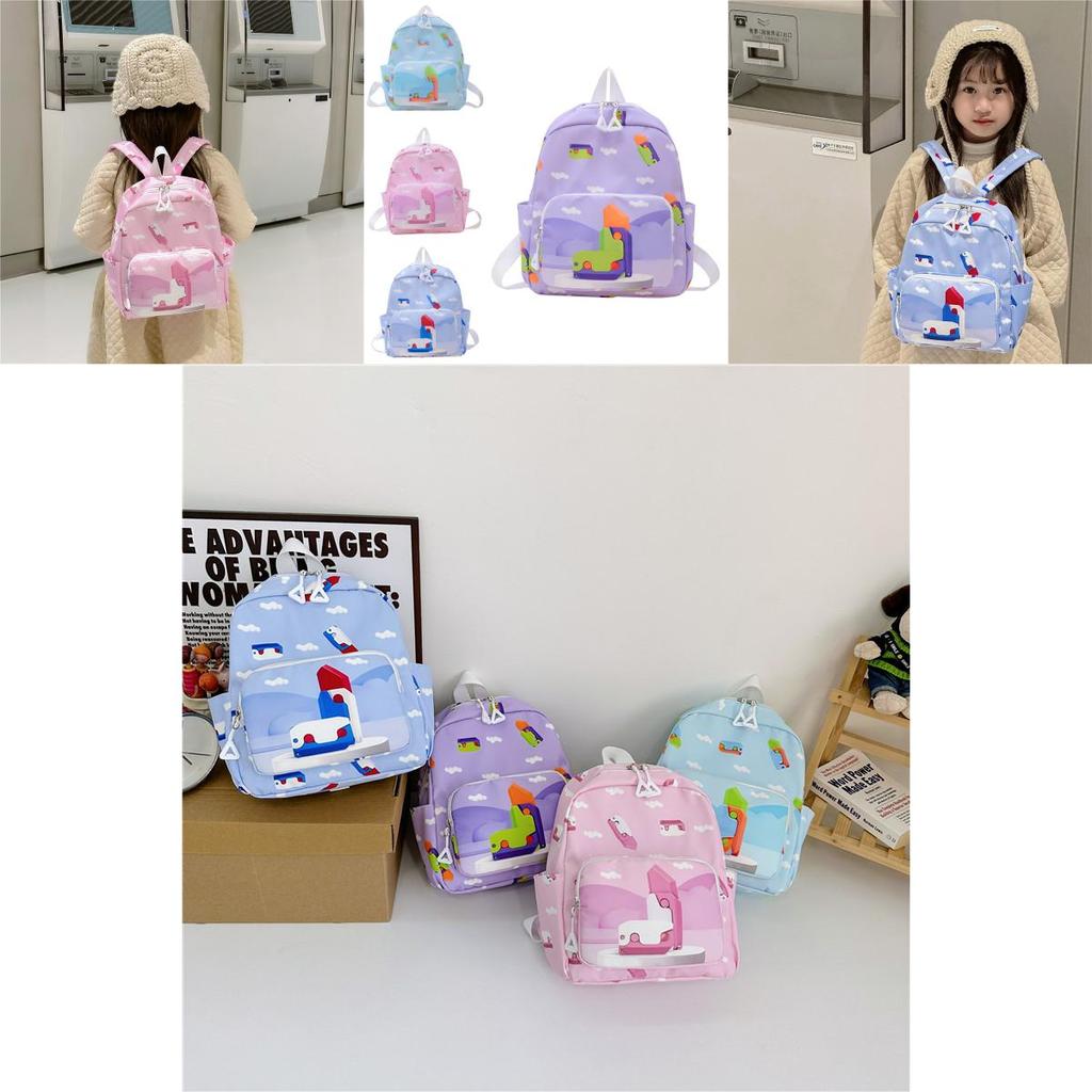 Trendy Cartoon Nylon Backpack For Kids Featuring Cute Carrot Knife Print In Multiple Colors