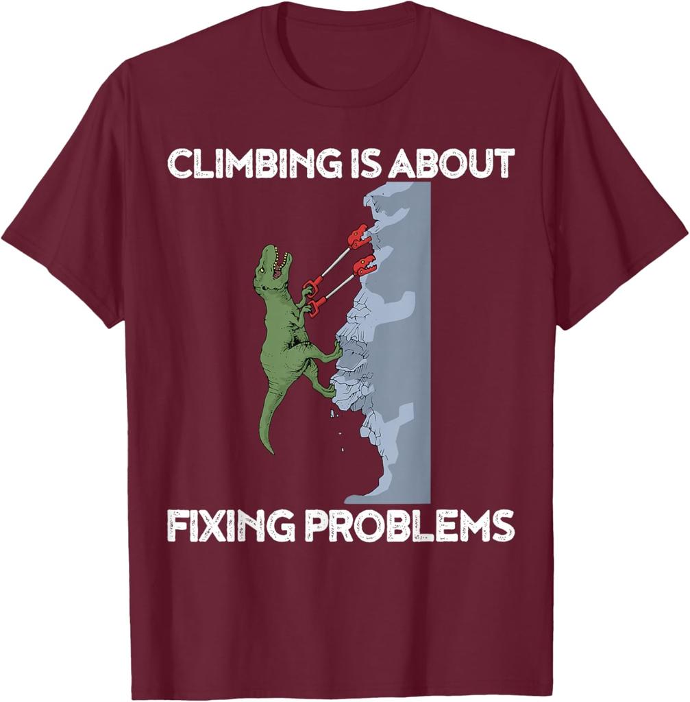 Funny Climbing TShirt TRex Rock Climber Dinosaur Tee TShirt