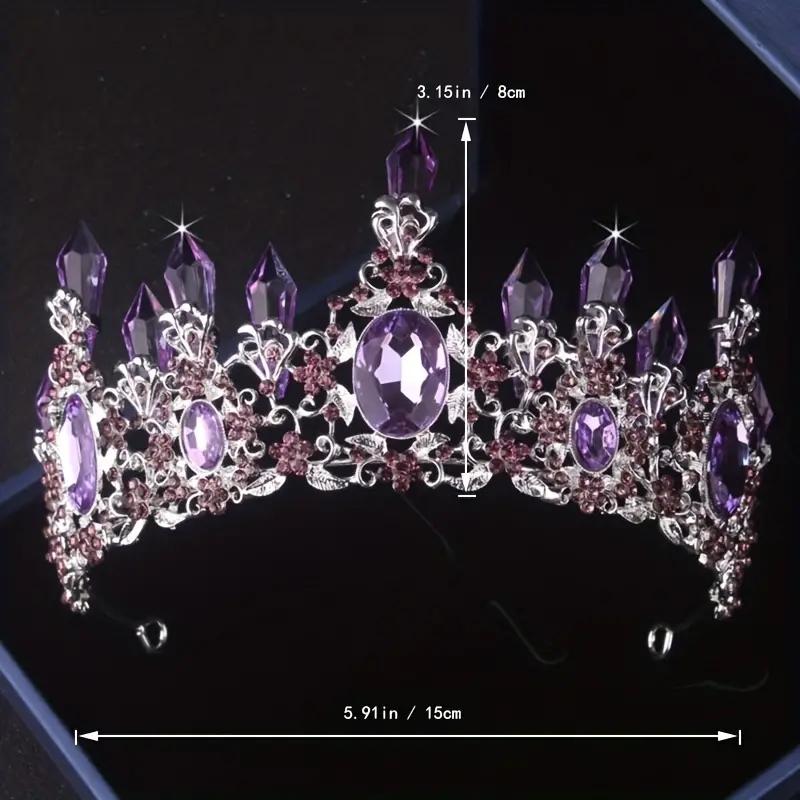 Noble Dream Purple Crystal Bridal Hair Accessory Necklace Accessory Headwear Banquet Ceremony Luxury Jewelry Necklace Crown Set