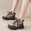 Autumn and winter new leather platform sports casual women's shoes lightweight non-slip cotton shoes velvet dad shoes women