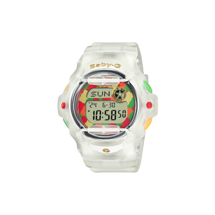 Casio Baby-G Series Quartz Movement Resin Strap Watch Floral Dial Women watches BG-169HRB-7 White Watch Case