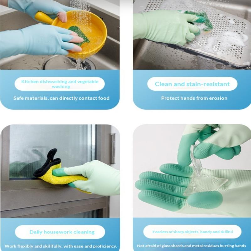 1 Pair Colorful Household Cleaning Gloves, Kitchen Dishwashing Gloves, Non-Slip Household Gloves, Suitable For Small Large Hands