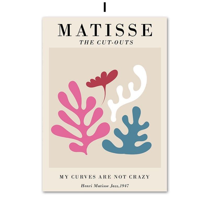 Boho Woman with Leaves Vase Matisse Abstract Art  Nordic Canvas Posters  Prints for Living Room Wall Decor