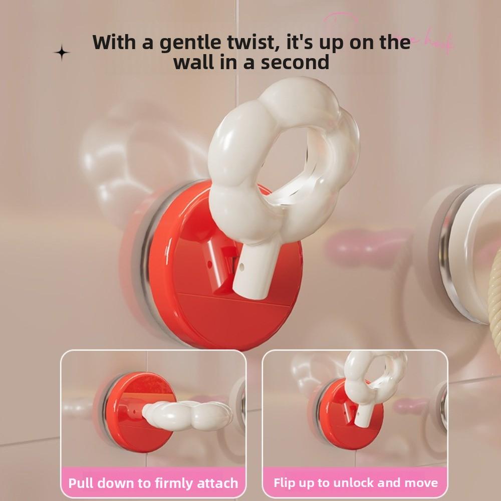2pcs Detachable Rotating Suction Cup Hook Cream Color Adhesive-Free Bathroom Hook Portable Plastic Door Hook Bedroom Doors