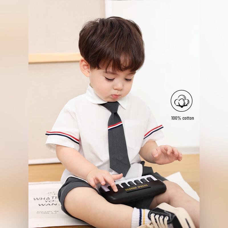 LUSON Baby Boys Academy Style Short Sleeve Shirt & Shorts Set 100