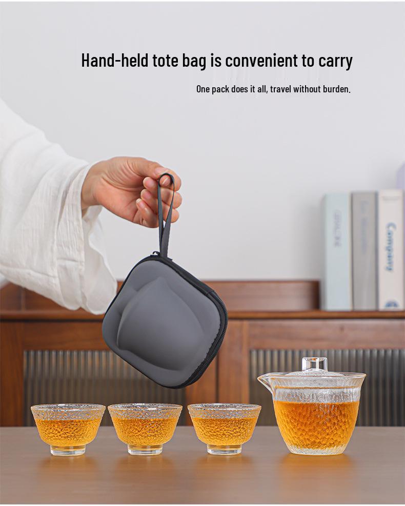 Portable Quick Brew Glass Teapot with Cups - Outdoor Travel Gongfu Tea Set