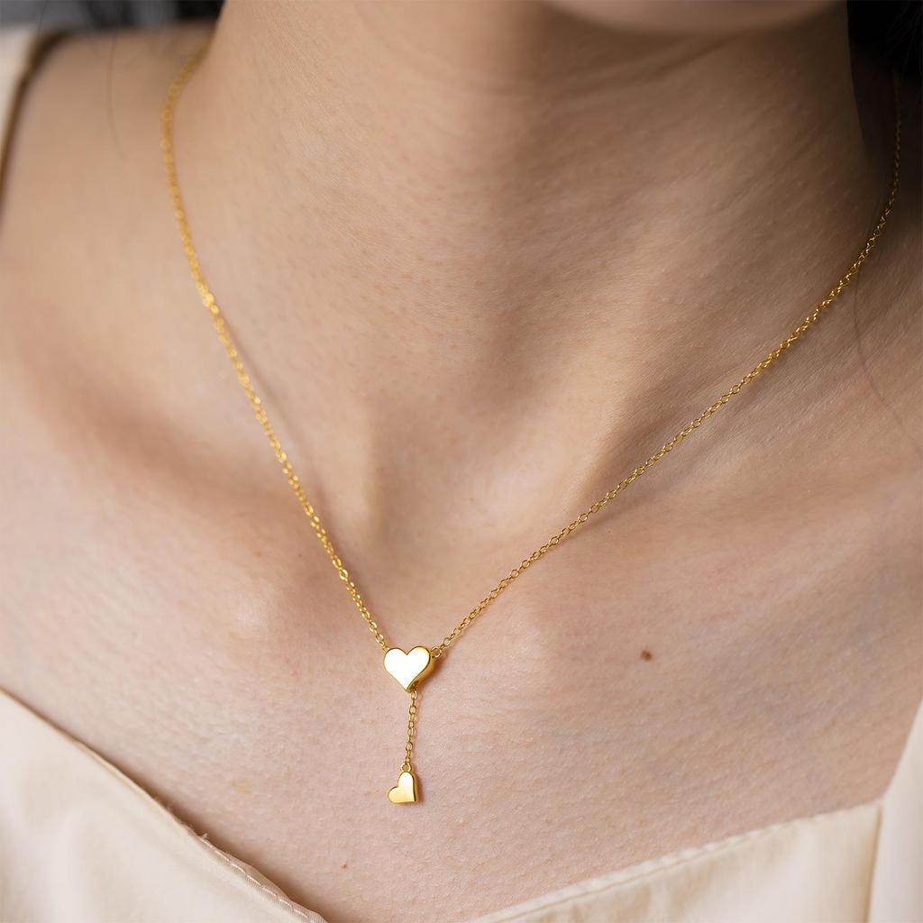 ANDYWEN 925 Sterling Silver Love Heart Adjustble Chain Necklace Women Valentiens Mom Birthday Fine Jewelry