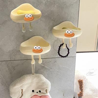 Sevimli Bulut Sabun Kutusu Duvara Monte Sabunluk Kutusu Deliksiz Çok Amaçlı Havlu Kancası Askısı Drenajlı Saklama Rafı Banyo Malzemesi