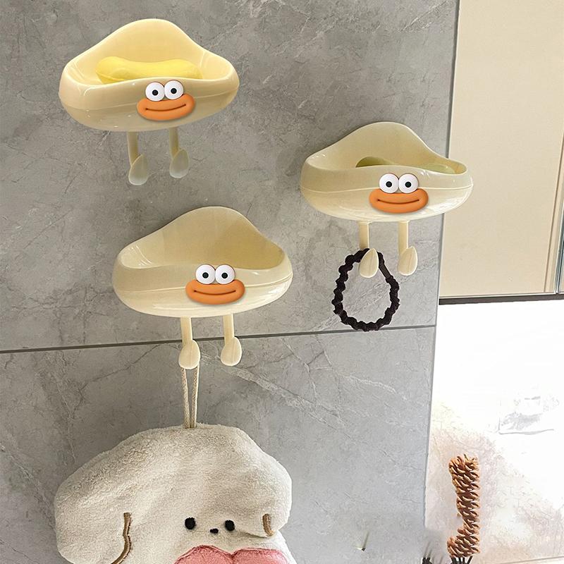 Bathroom Soap Box With Drain Cute Wall Mounted Soap Dish Box Plastic Soap Storage Container Tray Creative Bathroom Gadgets