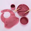 Silicone Baby Tableware Set: Non-slip Bowl, Bib, Plate, Fork & Spoon - Food Grade Material