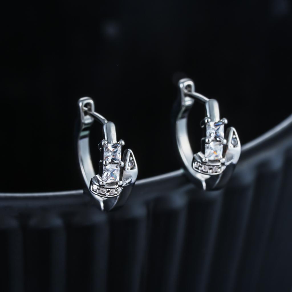 Square Zircon Earrings Men's Super Flash Simple and Versatile Earrings Women's Ruffian Handsome Nail Earrings