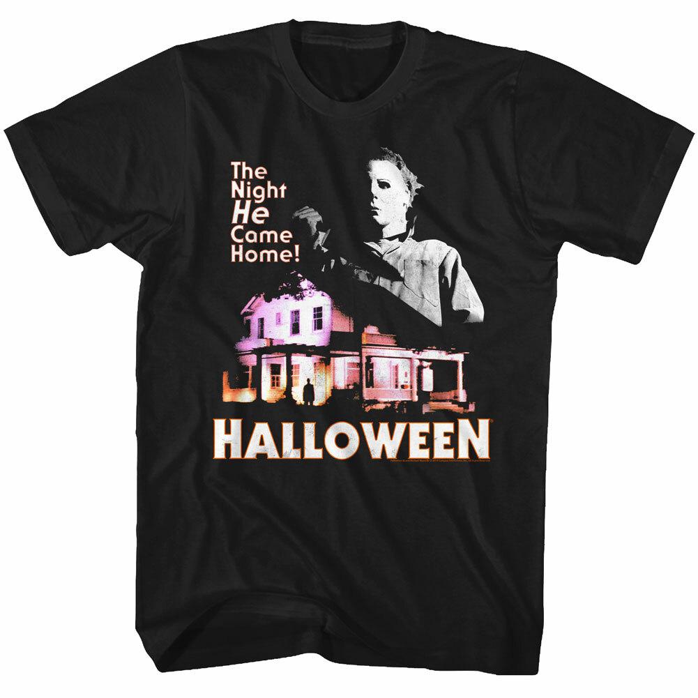 Halloween Horror Movie Glowing House The Night He Came Home Men T Shirt XXXL
