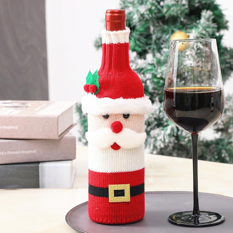 Cute Handmade Christmas Sweater Wine Bottle Cover,for Christmas Decorations XMAS Gifts Navidad 2025 Party Decorations
