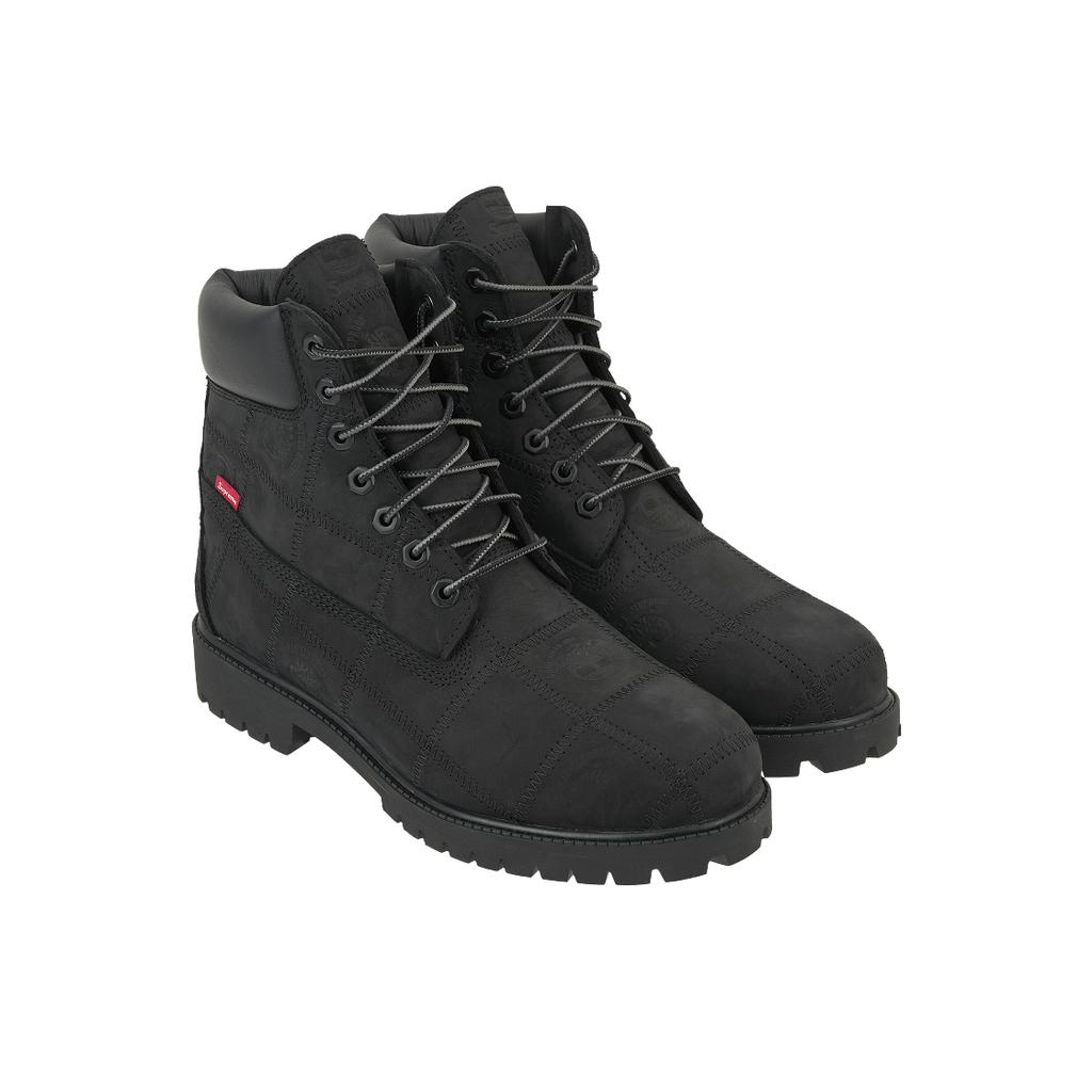 Supreme x Timberland 6 palcové prémiové voděodolné boty Patchwork - Černé unisex tenisky TB0A5TBZ-W05