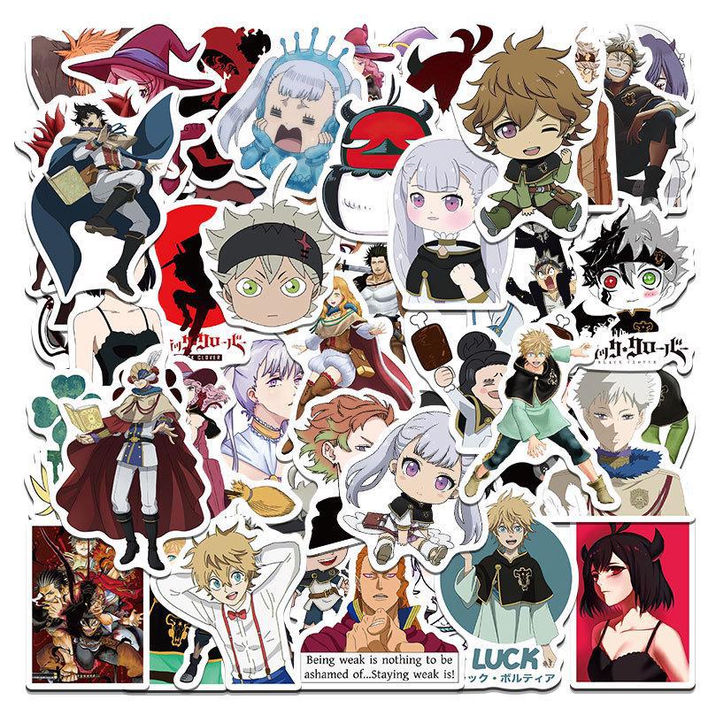 50 Cartoon Black Clover Graffiti Stickers for Laptops, Notebooks, Water Cups - Decorative Waterproof Stickers