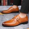 British Monk Strap Loafers New Men Pointed Belt Buckle Leather Shoes Male Designer Formal Wedding Dress Homecoming Footwear