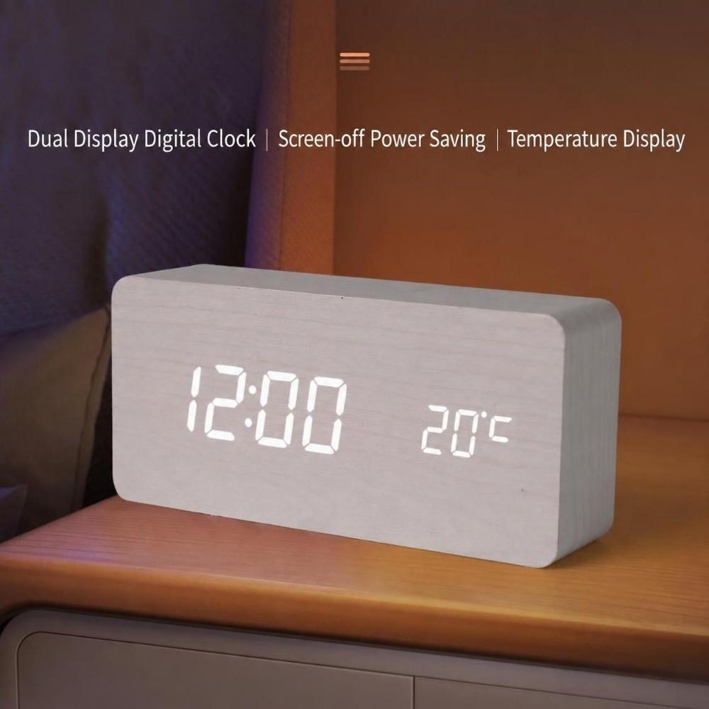 Wood Digital Clock Multicolor Desktop Clock Versatile Alarm Clock For Bedroom