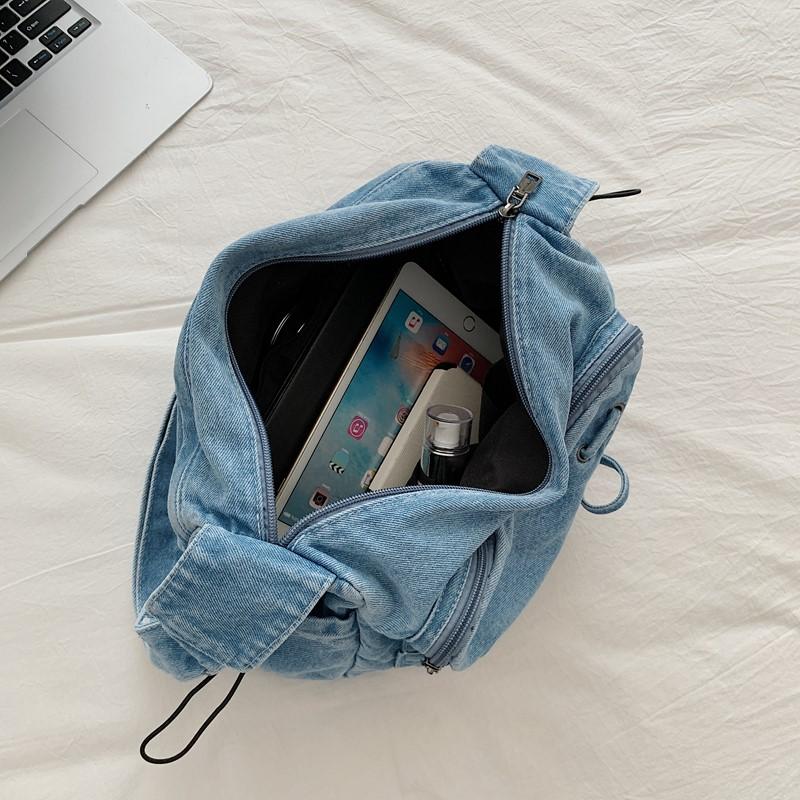 Denim Crossbody Bag Women's Underarm Bag Multi-Pocket Shoulder Bag