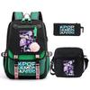 Kids Printed Backpack School Use Lightweight Oxford Fabric Bag With Arc Shoulder Straps 20-35L Capacity Neutral Style