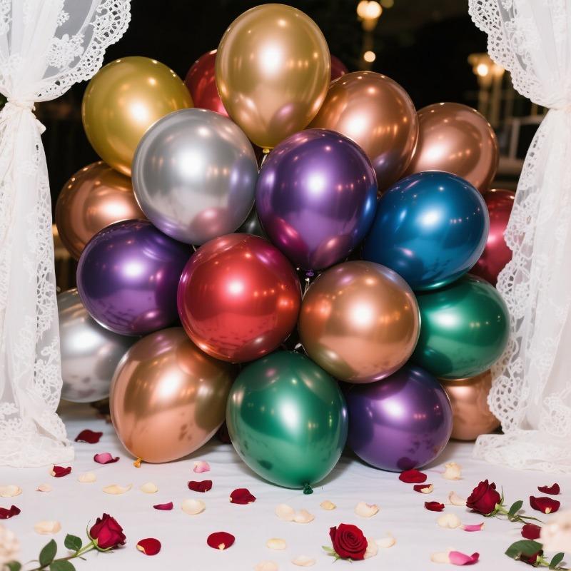 

50 5-дюймовых металлических разноцветных шаров, подходящих для украшения на вечеринку по случаю дня рождения, праздничных торжеств и тематической вечеринки.