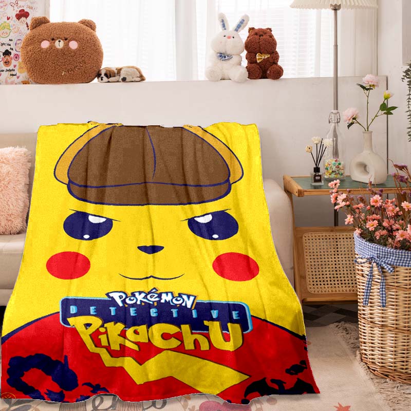 2026 New1PC Pokémon Pikachu Pattern Blanket Warm Soft Fluffy Kids and Adults Sofa Bed Throw Blanket Outdoor Travel Camping Luxur