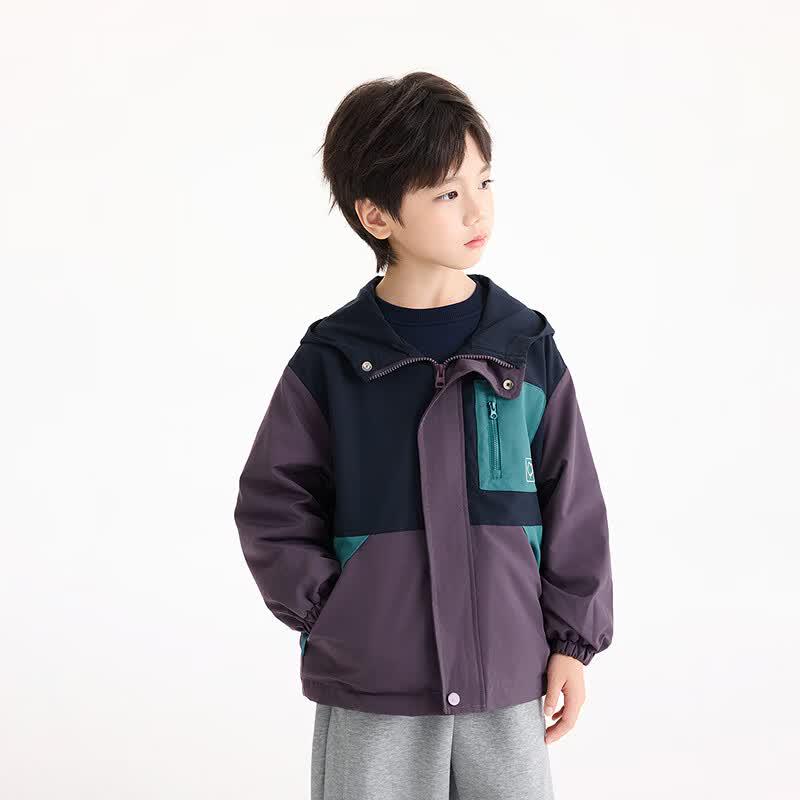 Little Yinman Boys' Color-Block Fleece Hooded Jacket