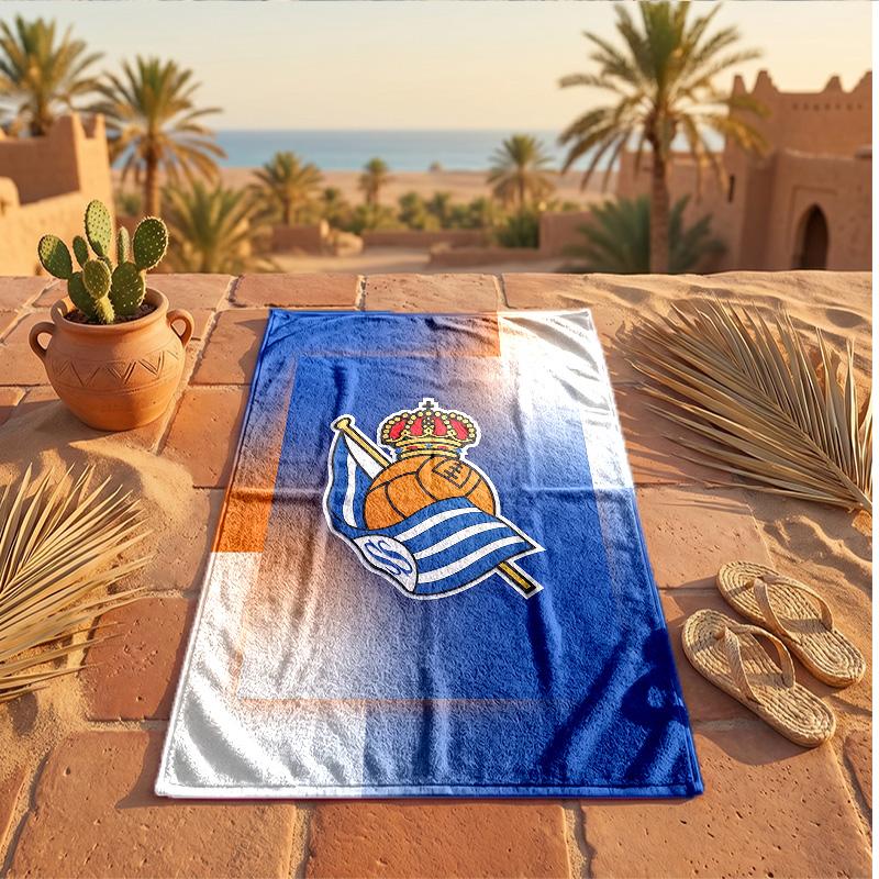 Asciugamano da Spiaggia in Microfibra con Stampa FC Real Sociedad Asciugatura Rapida Assorbente Grande Asciugamano per Spiaggia Nuoto Viaggio