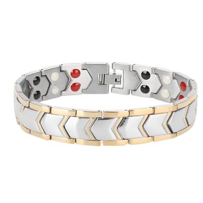 4 In 1 Men Titanium Steel Germanium Magnetic Bracelet  Adjustable Magnet Health Bracelet Gold
