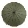 long umbrella with bamboo large tricolor stylish Kyoto style Women's 16-rib handle, piping, Japanese-style umbrella, (khaki)