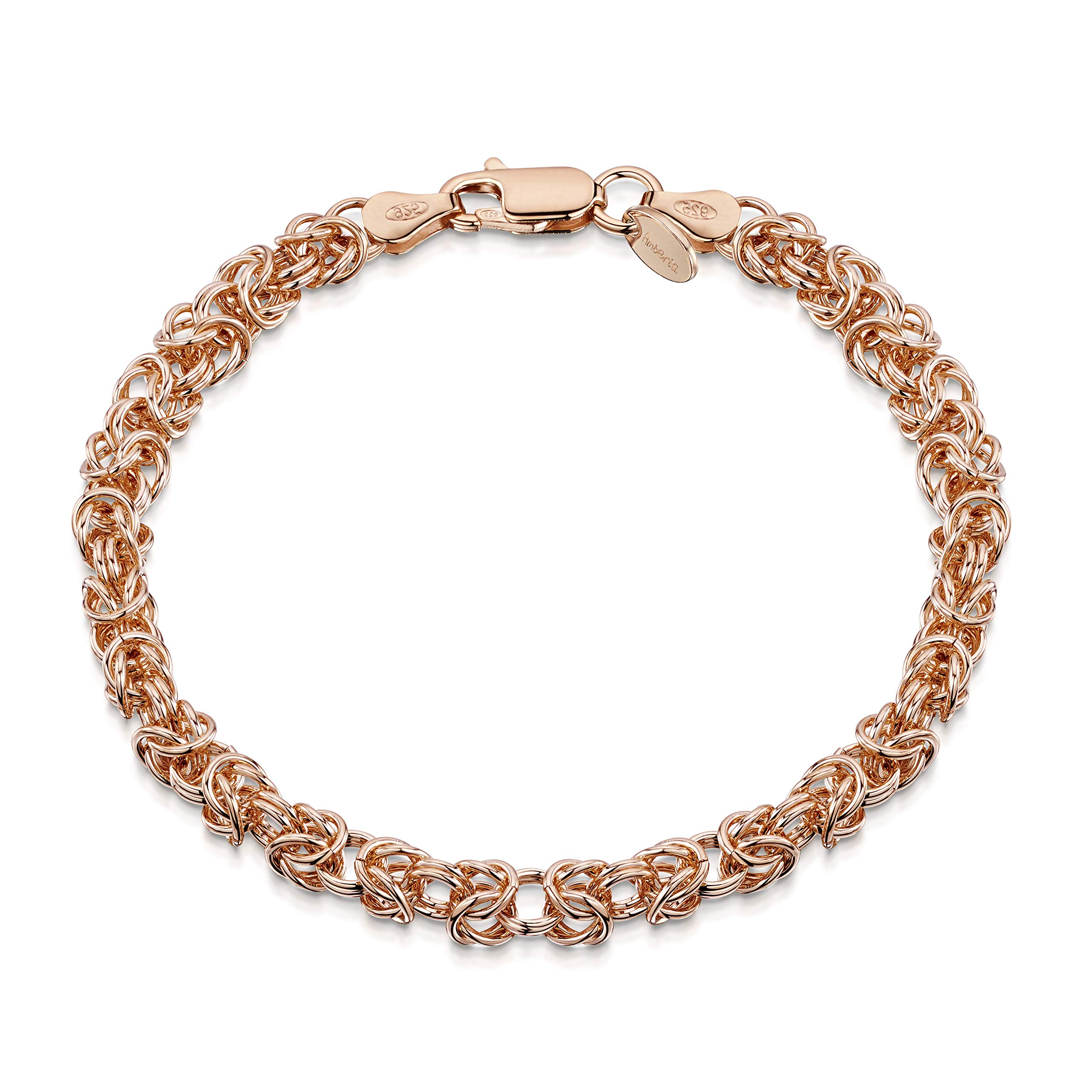 

Rose Gold Plated 925 Sterling Silver Byzantine Chain Bracelet Width Length 19 20 cm [Amberta] 4.7mm (20cm) рожевий колір золота