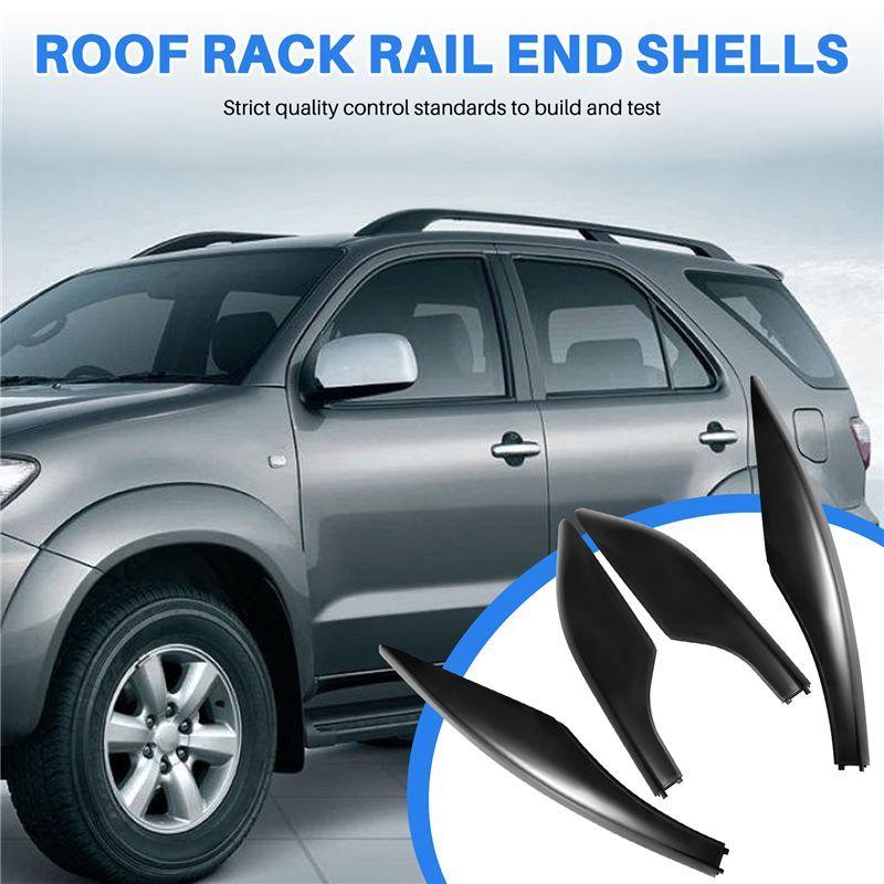 NEW-4PCS Black ABS Car Roof Luggage Rack Rail End Cover Shell Protector Fit For Toyota Fortuner 2004-2014