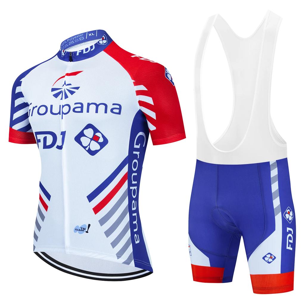 2026 Groupama FDJ TDF Cycling Jersey Sets Paris Short Sleeve Quick Dry Maillot Ciclismo Racing Bicycle Clothing