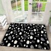 Blumen-Skizzen-Teppichmatte - Schwarz Weiß Rose Lilie Gänseblümchen Blume Linienkunst Minimalistisch Modern Dekorative Wohnkultur Teppich Schlafzimmer