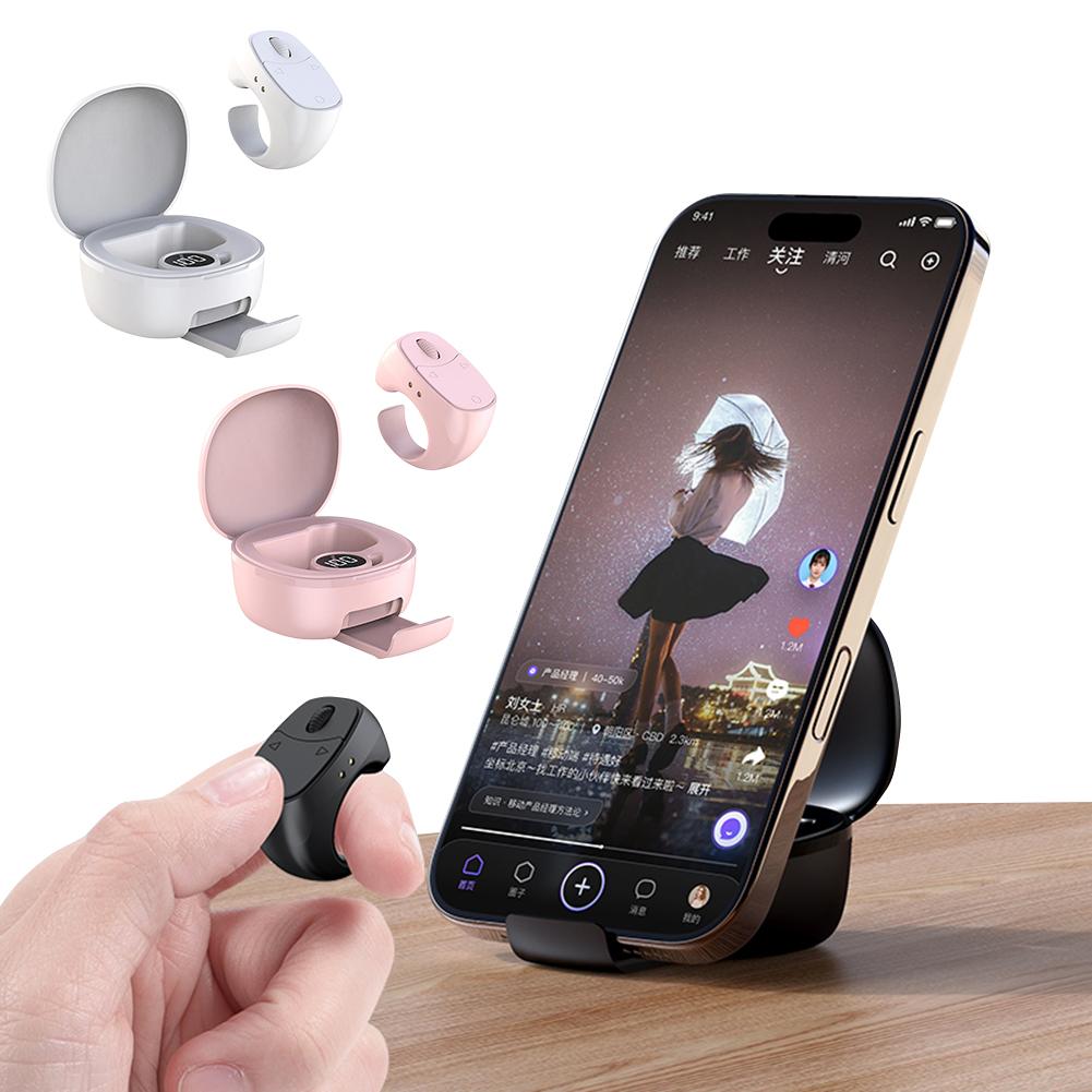 Fingertip Remote Control Bluetooth-Compatible 5.3 Scrolling Ring Digital Display Remote Control Shutter/Clicker for Smartphones