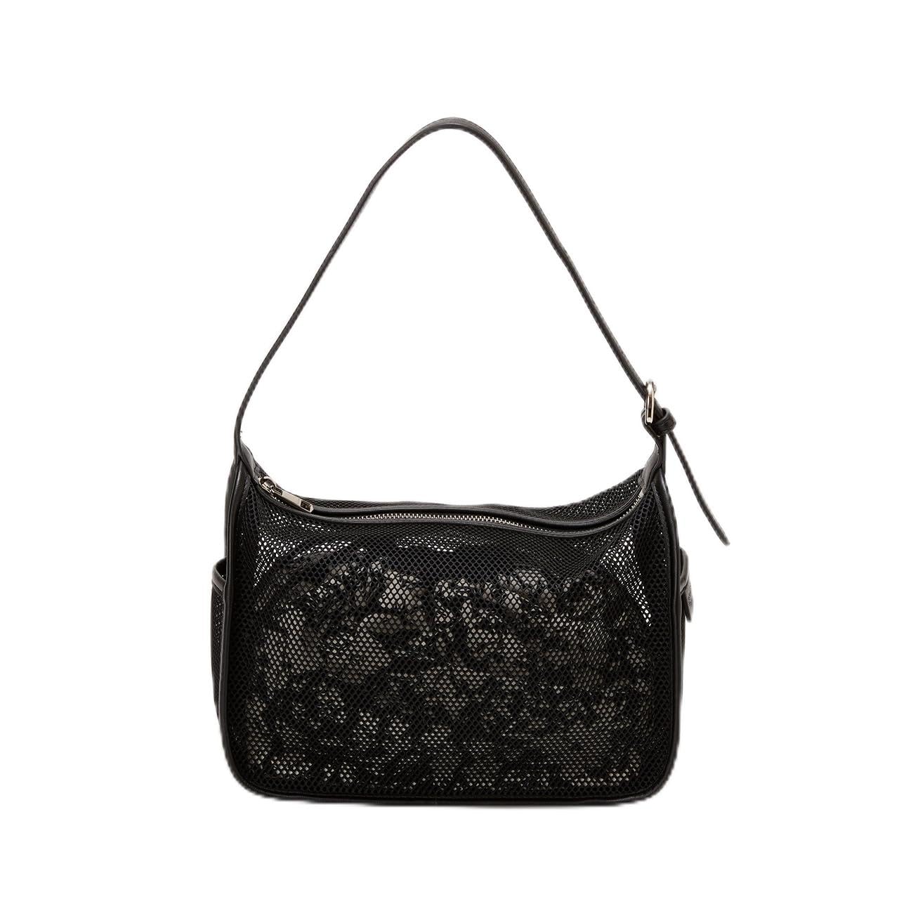 Printed Mesh Bag with Drawstring Bag [TREASURE TOPKAPI] One-Handle (Black) чёрный
