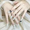 Luxurious Frosted Polka Dot Bow French Nail Tips for Summer