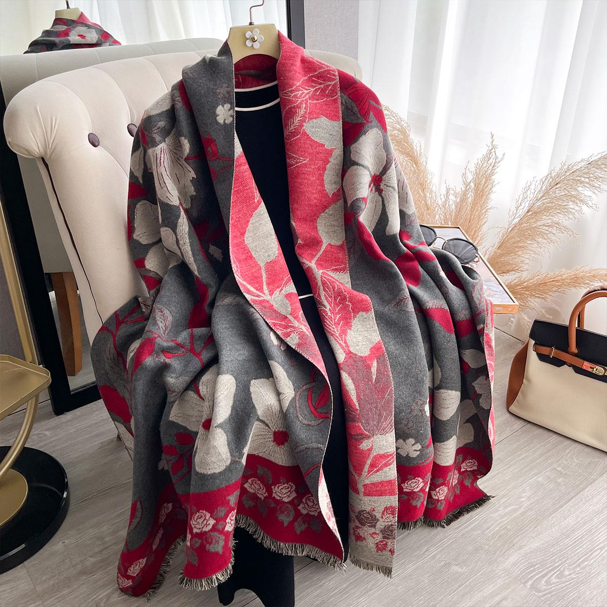 

NEW Brand Women Two-Sided Print Scarf Imitation Cashmere Soft Warm Pashmina Shawl Winter Coldproof Windproof Blanket Scarf