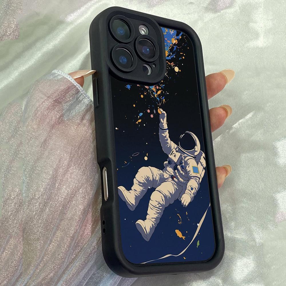 JT39 Астронавт Поп-арт Чехол для телефона iPhone 17 16 Pro Max Samsung S26 Ultra A17 A16 A07 A06 A56 Xiaomi 15T Redmi Note 14 Pro Plus Мягкий ТПУ Чехол-обложка for iPhone 5/5s чёрный