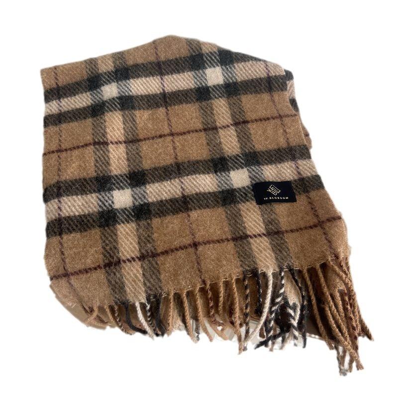 Temperament plaid containing wool scarf female winter student Christmas gift warm scarf couple