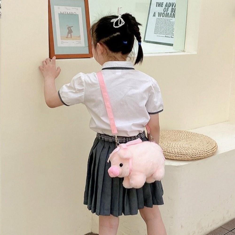 Nuova Borsa a Tracolla Peluche Maialino Rosa Morbido Borsa Animale di Peluche Carino Maialino Grande Capacità Borse Messenger per Bambini Ragazza
