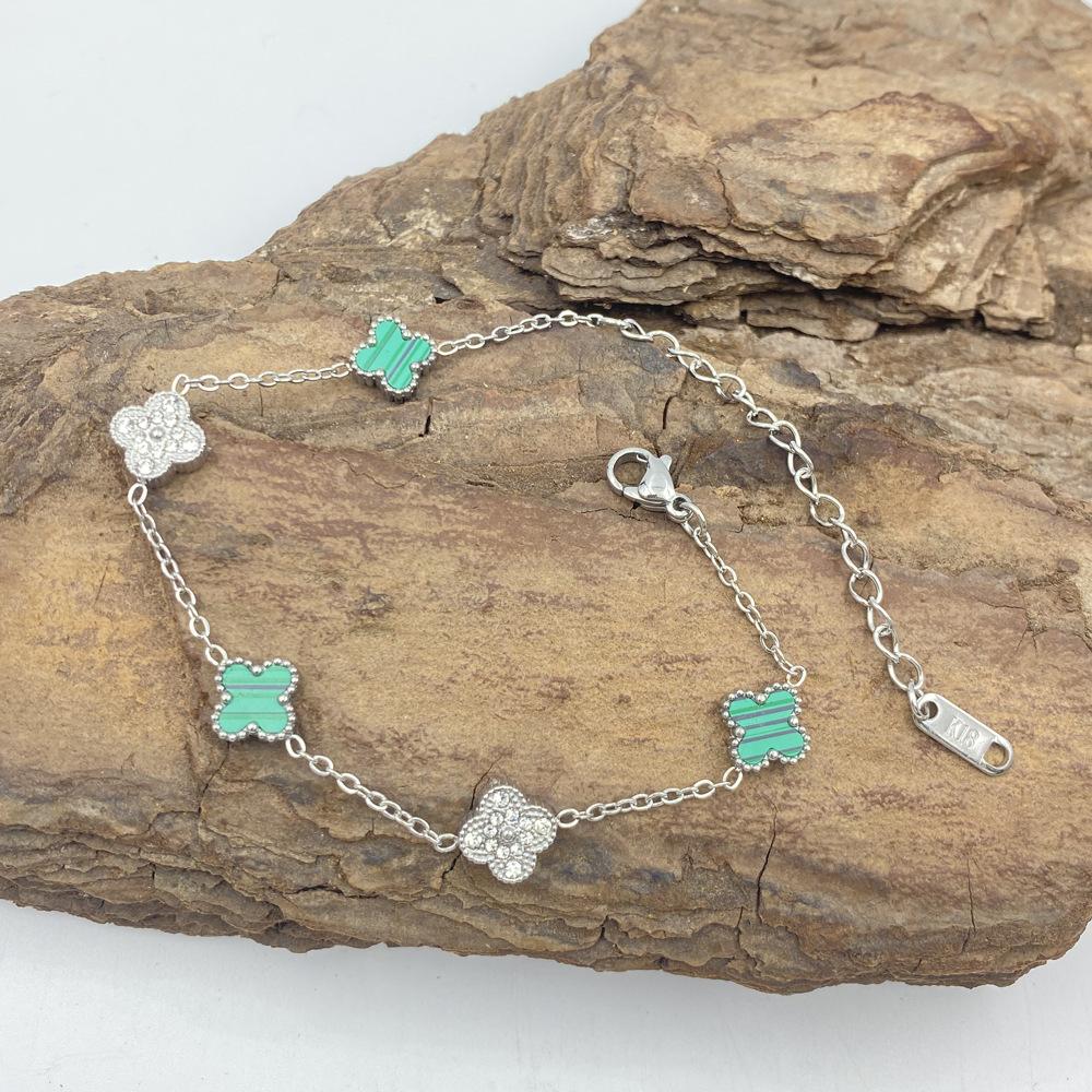 9MM Four-leaf Flower Bracelet Titanium Steel Bracelet Does Not Lose Color Ladies Fashion Four-leaf Clover Bracelet