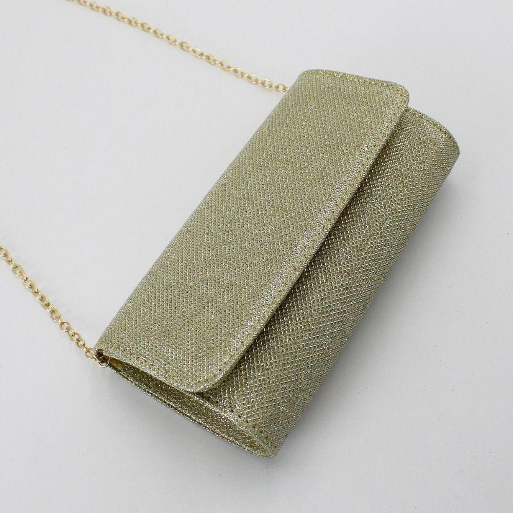 Fashion Champagne Evening Handbag Glitter Chain Dinner Bag Underarm Bag Shoulder Bag Women