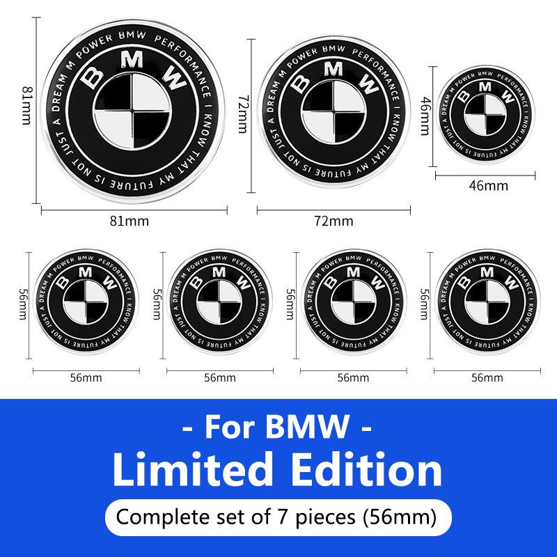 BBKD8 1/4/7Pcs Car Front Rear Logo Hub Center Cover Steering Wheel Center Cover For BMW M E46 E36 E34 F10 E90 E60 F30 E53 E30 E92 E87