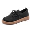 New Genuine Leather Shoes for Women Lace-up Platform Casual Shoes Winter Plush Flat Heel Women's Boots Zapatos De Mujer WSH5236