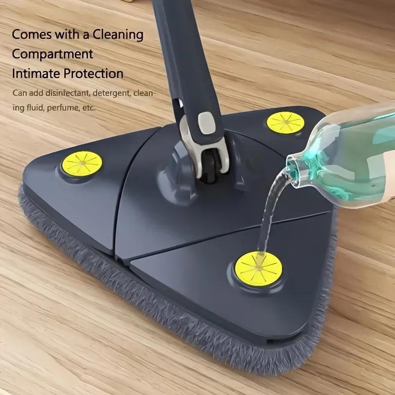 

[Rotatable Triangle Mop] 1pc 360 Degree Rotatable Triangle Mop - Extendable Handle, Multi-Surface Cleaning Tool