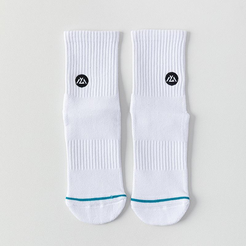 

Men s Mid-calf Autumn and Winter Solid-color Cotton Socks, Sweat-absorbing and Breathable Long Calf Basketball Sports Running Socks 1 pair білий