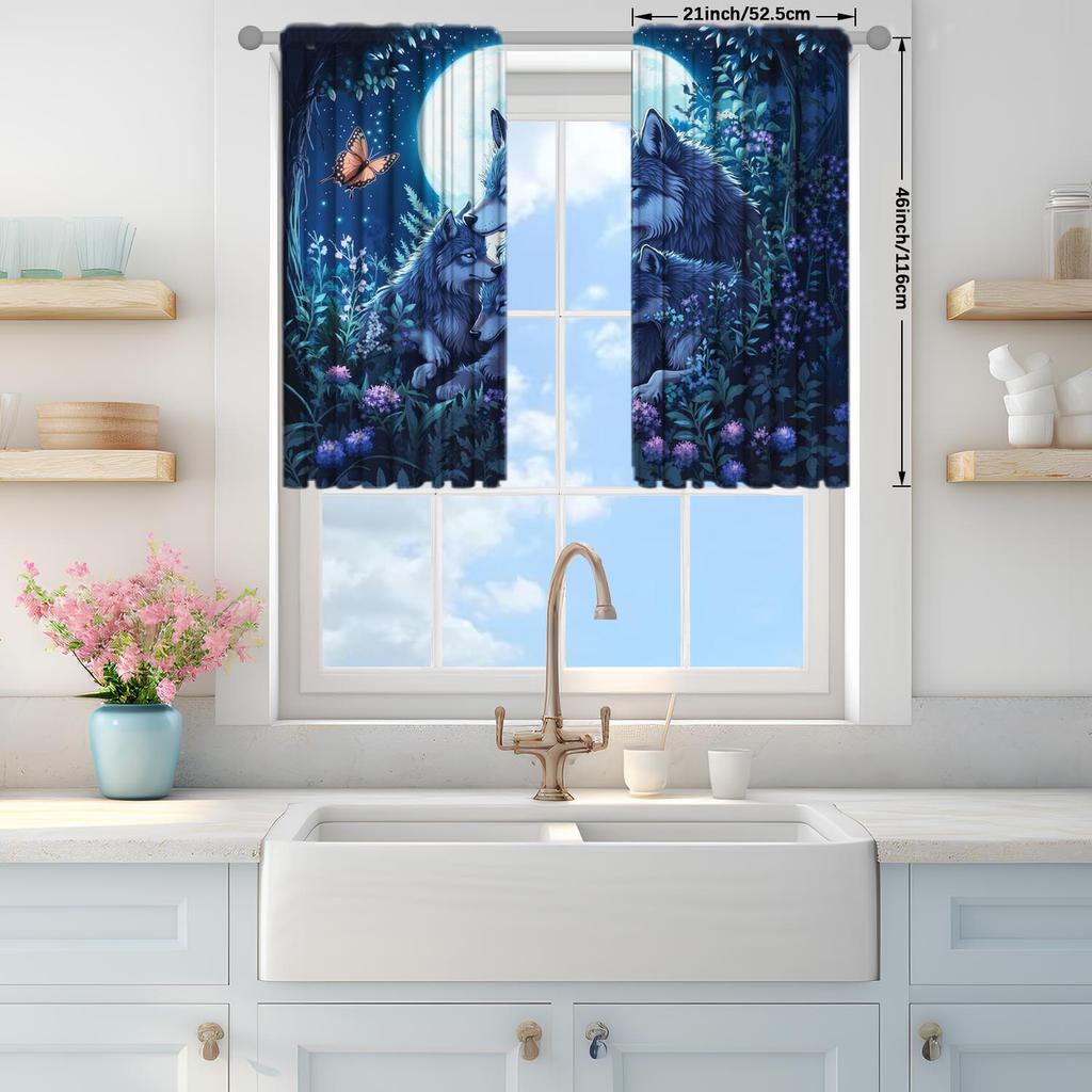 2-Panels Wolf in The Moonlight of The Forest Curtains   Versatile Design Suitable for Any Style   Creating a Peaceful Living Space